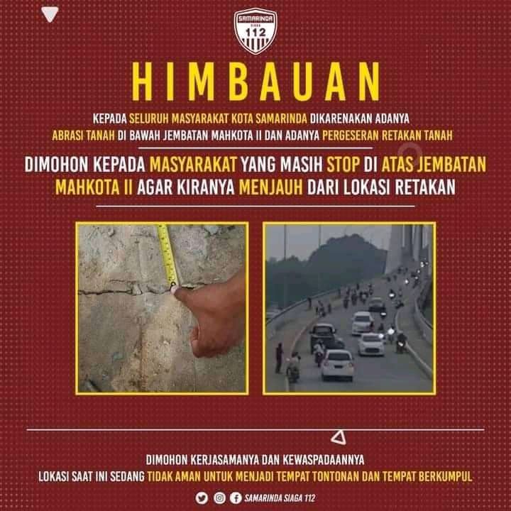 Isu Tanah Bergerak hingga Jembatan Mahkota 2 Retak, Ini Penjelasan BPBD Samarinda