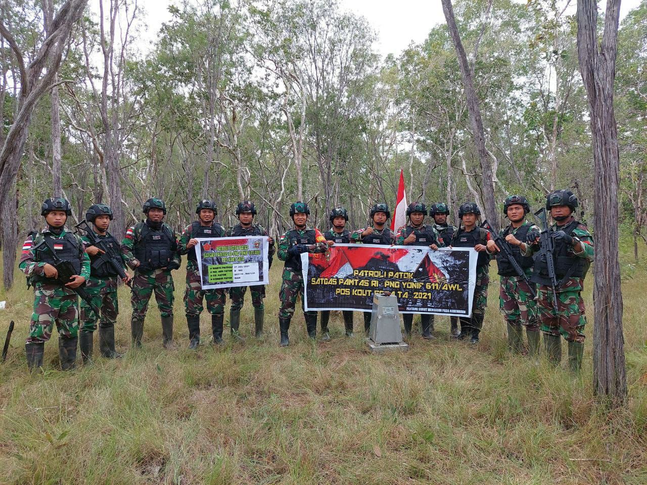 Satgas Yonif Awang Long Tuntaskan Tanggung Jawab Patok Batas RI-PNG
