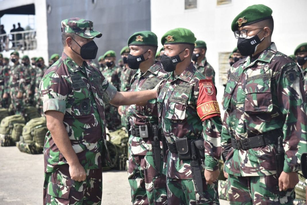 450 Personel Satgas Pamtas RI-PNG Yonif 611/AWL Tiba di Balikpapan