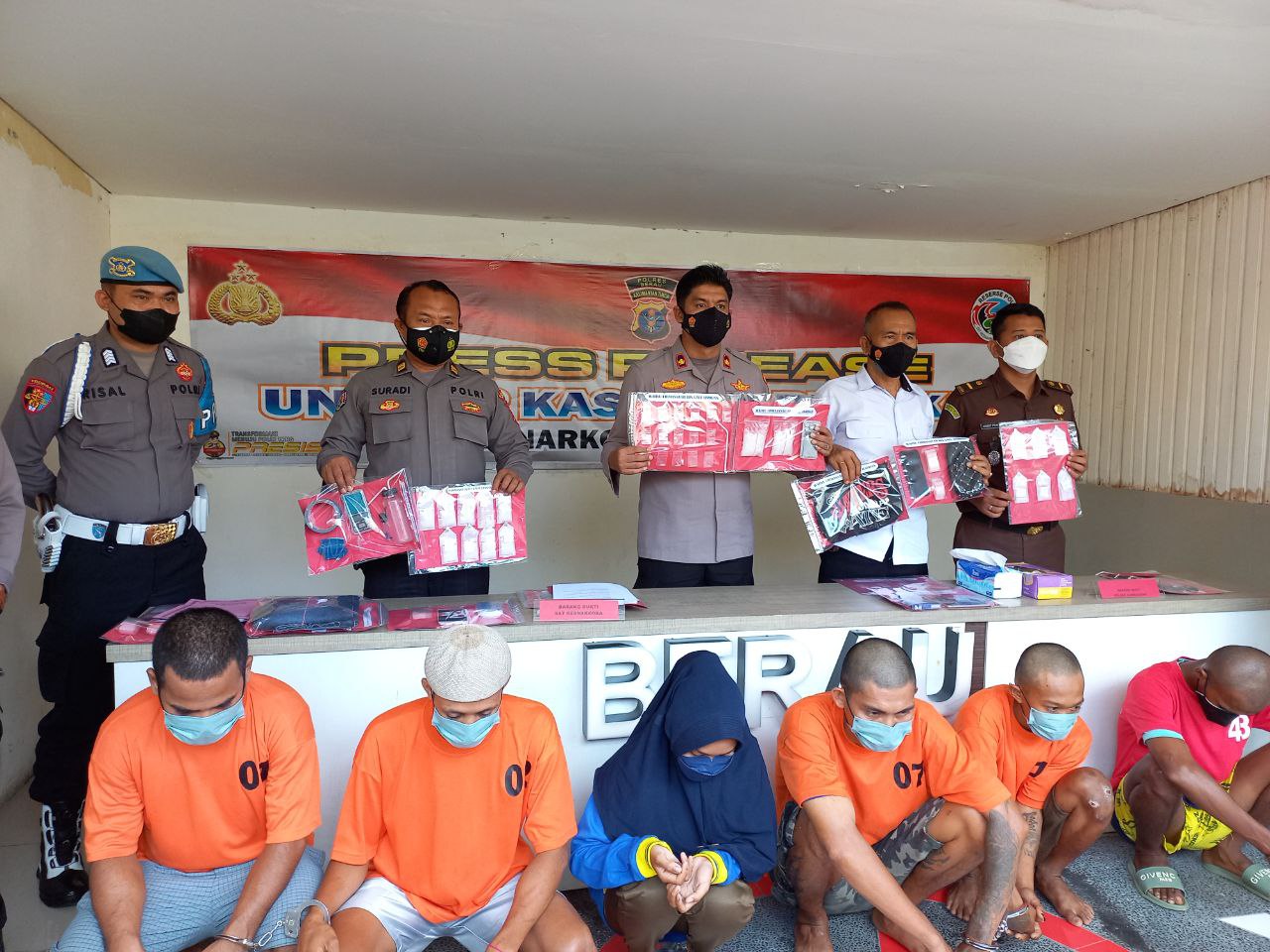 Polres Berau Sita 152,32 Gram Sabu dari 6 Tersangka