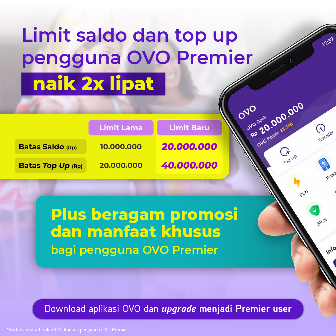 Limit Saldo dan Top Up OVO Premier Naik 2 Kali Lipat, Transaksi Lebih Leluasa  Raup Lebih Banyak Cashback