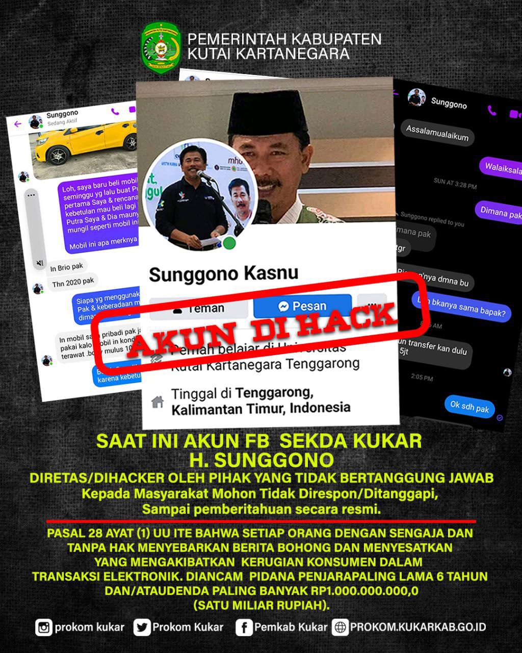 Tawaran Lelang Kendaraan, Modus Penipuan Pakai Akun Pejabat Kukar