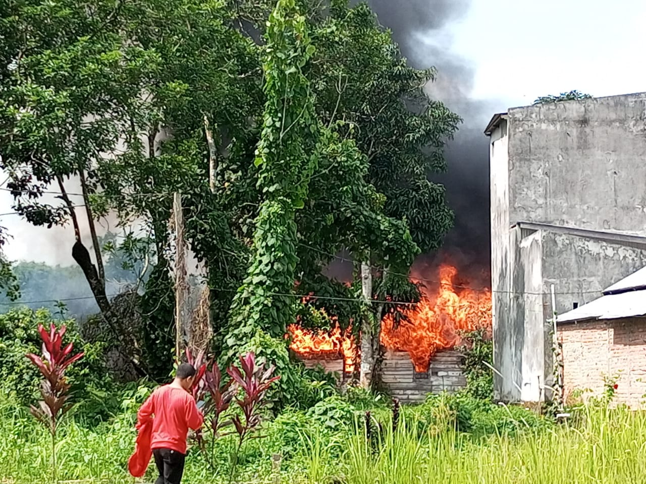 Dua Rumah dan Satu Bangunan Pengrajin Tempe di Sungai Kapih Terbakar