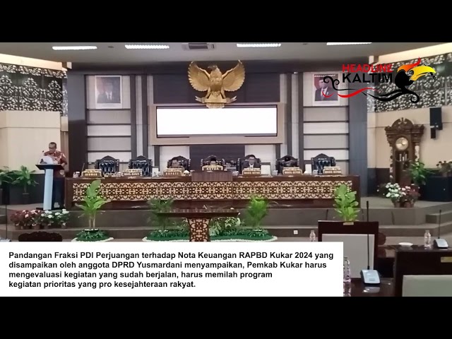 PANDANGAN FRAKSI PDI PERJUANGAN TERHADAP NOTA KEUANGAN RAPBD KUKAR 2024 DISAMPAIKAN OLEH YUSMARDANI