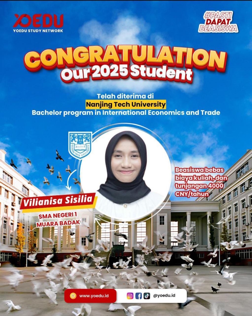 "Tuntutlah Ilmu hingga ke Negeri Cina", Siswi SMAN 1 Muara Badak Lolos Beasiswa ke Nanjing Tech University