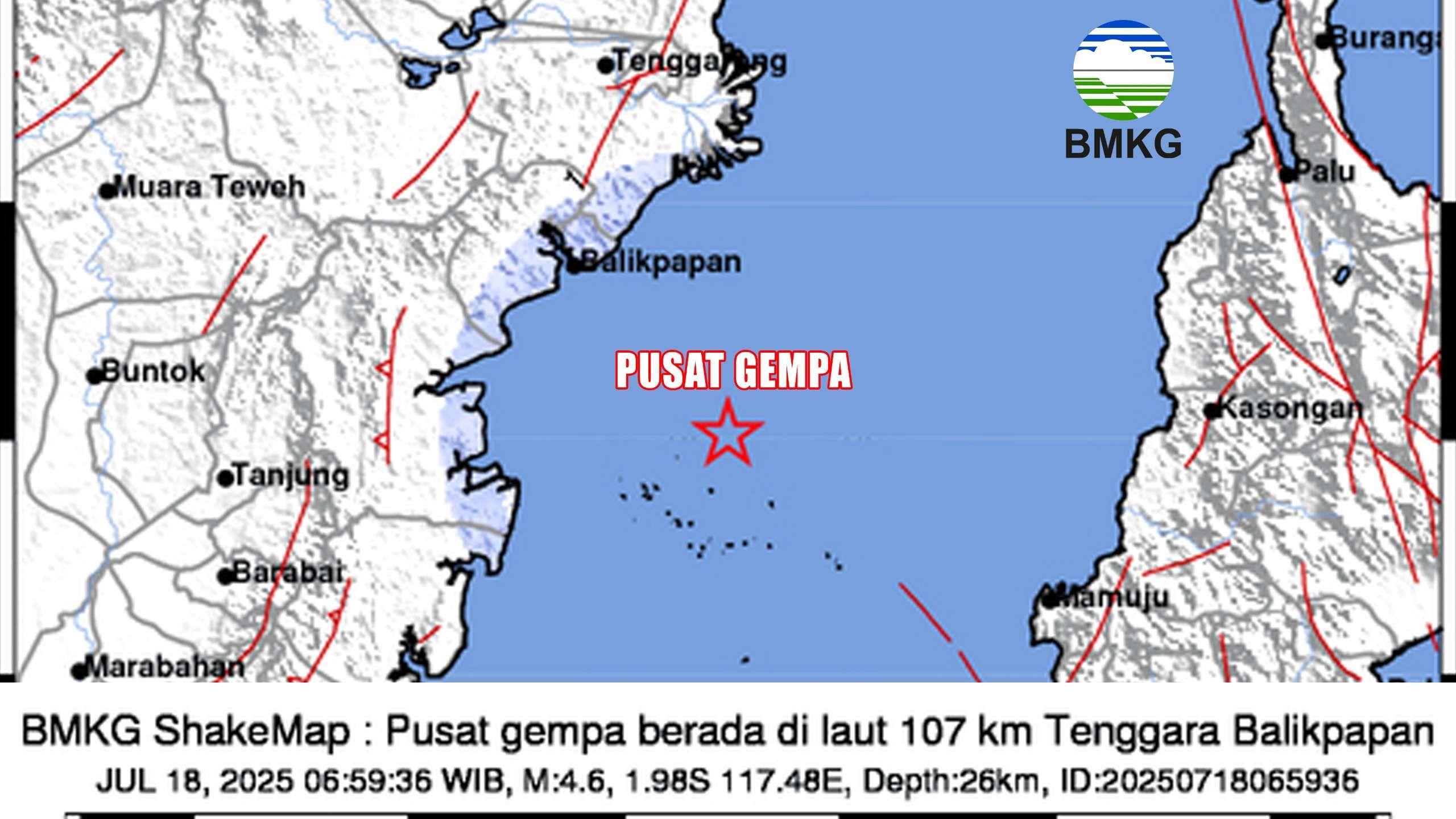 gempa Balikpapan, BMKG Balikpapan, gempa Kalimantan Timur, Sesar Aktif, tidak ada kerusakan