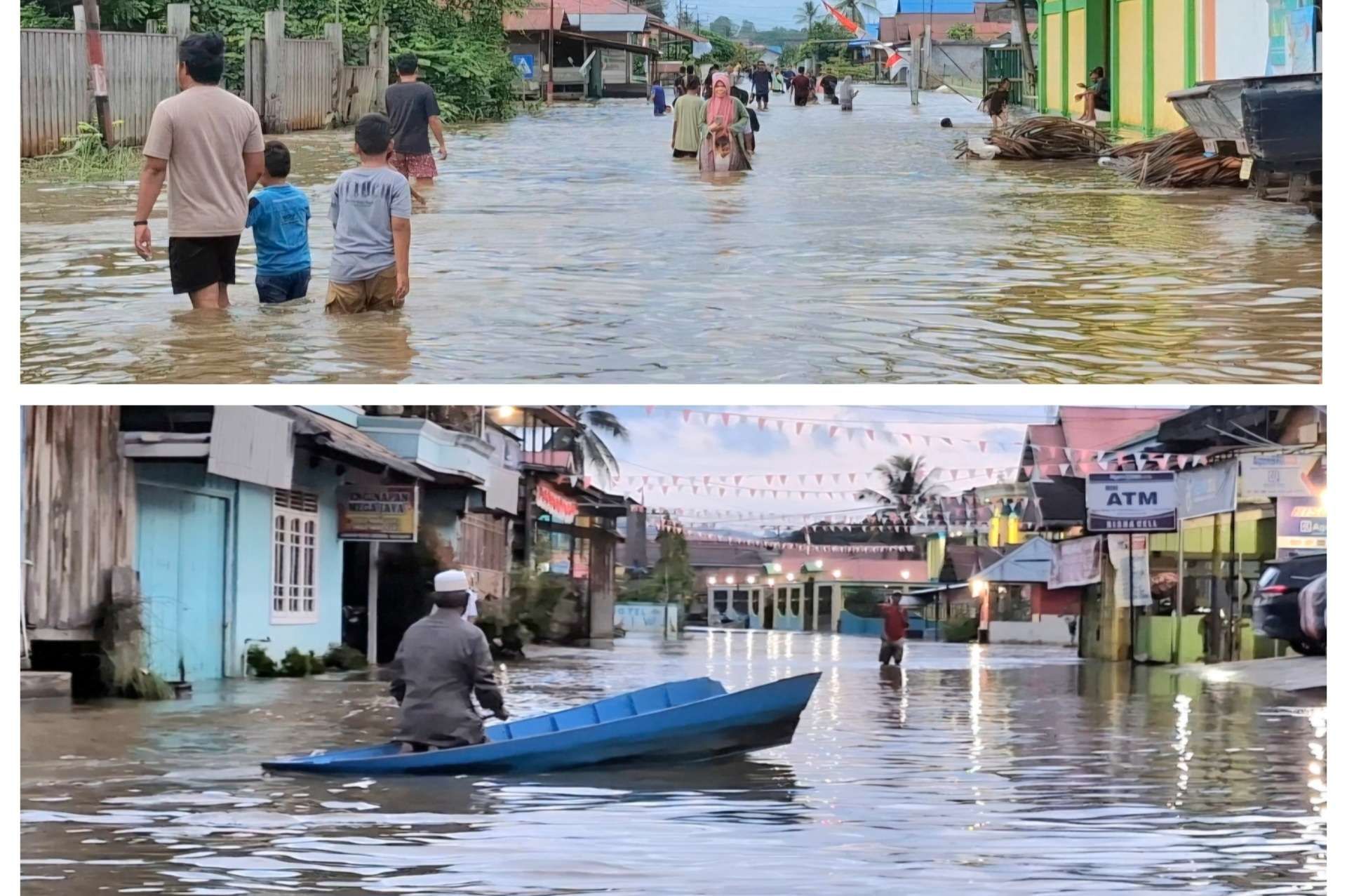 Banjir Mahakam Lumpuhkan Aktivitas Warga Tering Seberang, 200 KK Terdampak Parah