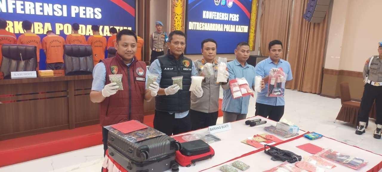 Polda Kaltim, kasus narkoba, pengedar narkoba, sabu 3,5 kg, ekstasi 3.000 butir
