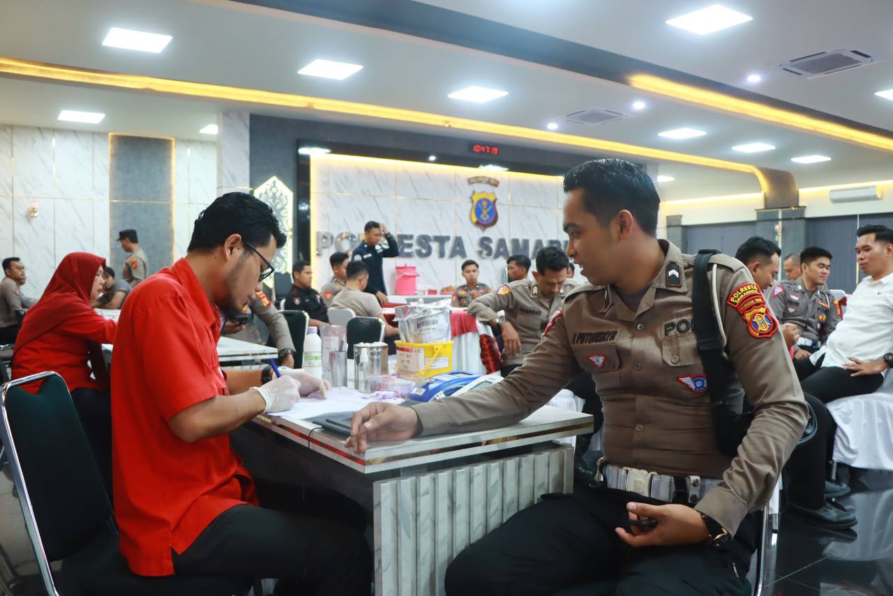 Sambut HUT Humas Polri ke-74, Humas Polresta Samarinda Gelar Donor Darah