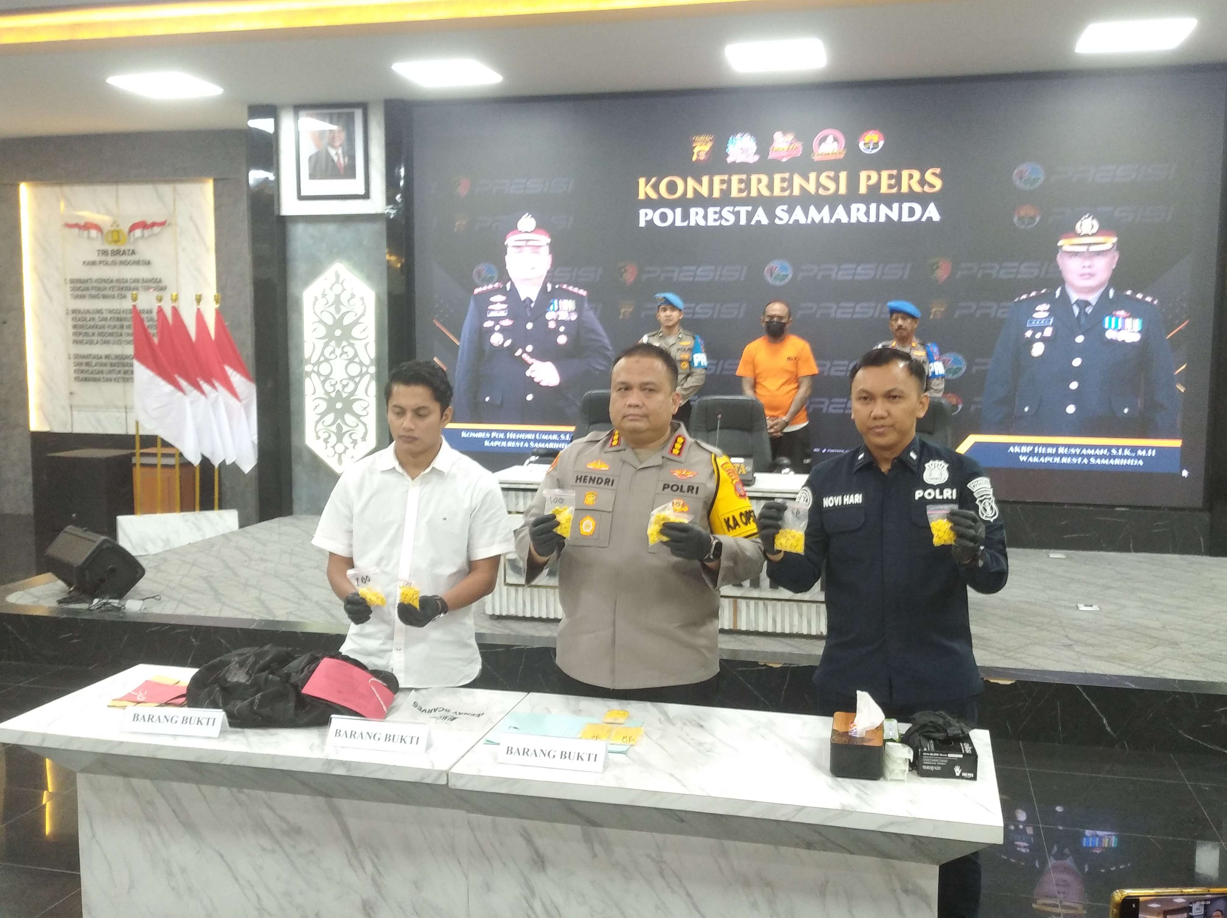 peredaran ekstasi Samarinda, narkotika ekstasi, Polresta Samarinda, jaringan Surabaya, tersangka R