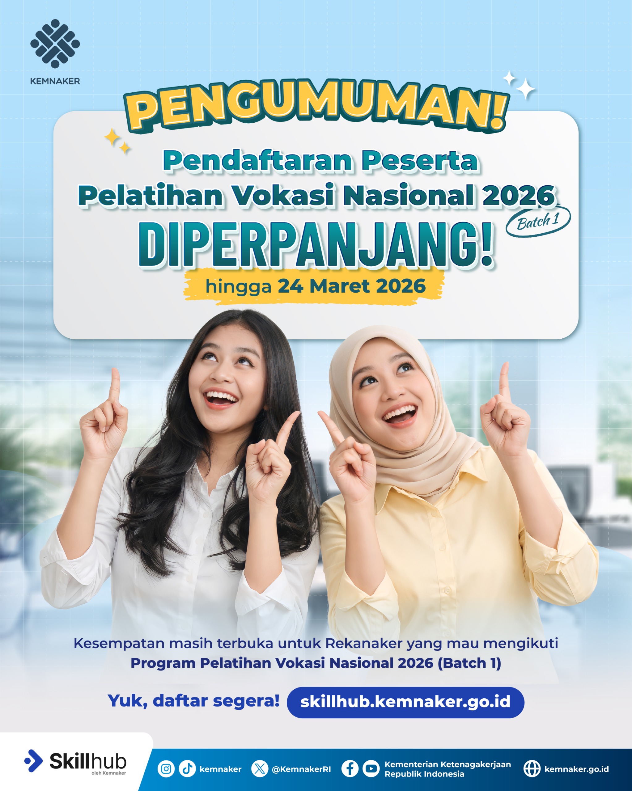 Pendaftaran Pelatihan Vokasi Nasional 2026 Batch 1 Diperpanjang hingga 24 Maret, Segera Daftarkan Diri!