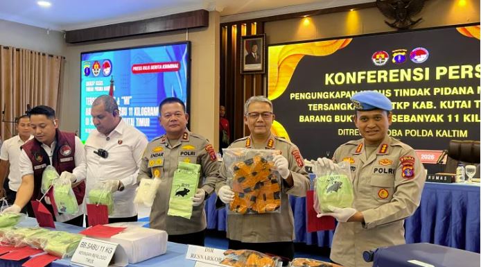 Polda Kaltim Gagalkan 11 Kg Sabu di Sangatta, 2 Tersangka Ditangkap Usai Kejar-kejaran