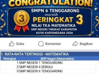 Tanpa Guru Bidang Studi Matematika, SMPN 6 Tenggarong Raih Peringkat 3 TKA Matematika se-Kukar