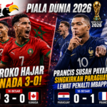 Piala Dunia 2026: Maroko Hajar Kanada 3-0, Prancis Susah Payah Singkirkan Paraguay Lewat Penalti Mbappe