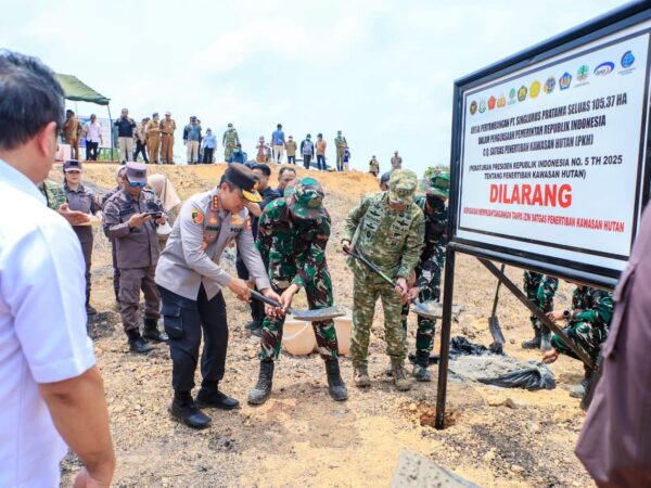 Satgas PKH Pasang Plang Penertiban Kawasan Hutan di Lahan PT Singlurus Pratama